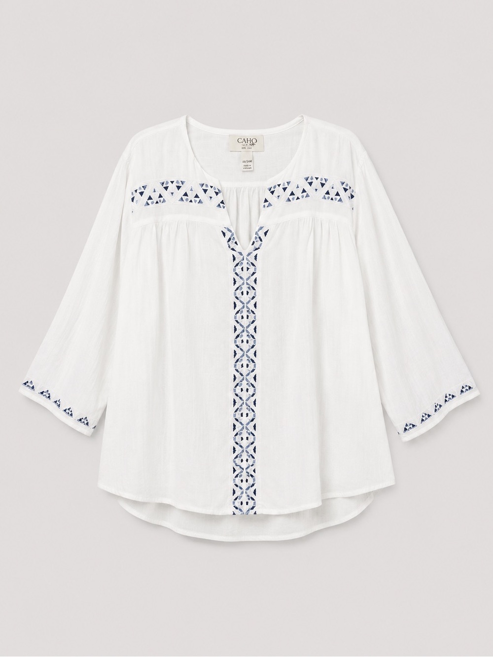 Womens Peasant Linen Top 1X Cottage Bohemian Prairie Romantic Embroidered Beach